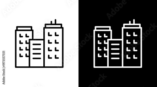 City Skyline White Icon Set Design