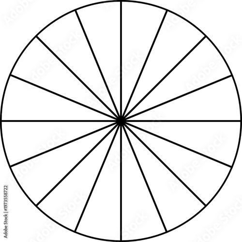 Circle Divided Sections Pie Chart Radial Segments, Round Wheel Spoke Unequal Slices
