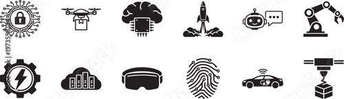 Modern 4.0 icon set with clean line style, scalable vector EPS for web, app, UI, tech design usepro.