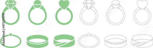 Various ring designs and styles are showcased in this image