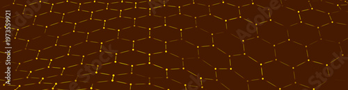 A vibrant hexagonal grid gently curves like a living digital fabric. A futuristic hexagonal background. Glowing nodes are connected by lines, forming a honeycomb structure.