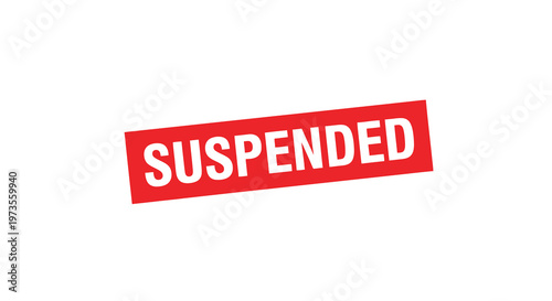 Red rectangle with the word suspended printed in white letters