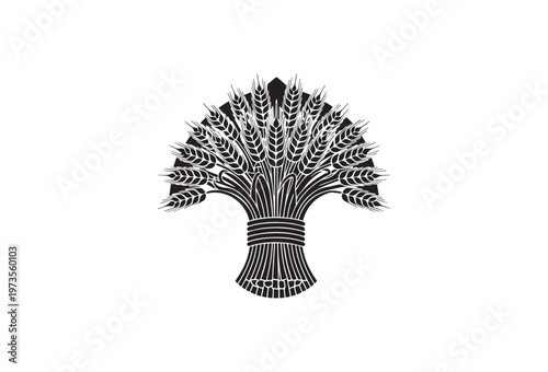 Black wheat sheaf, vector illustration, grain bundle, harvest icon