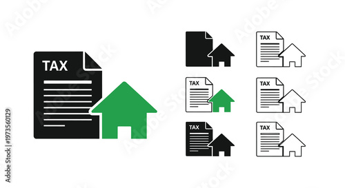 Tax forms with house icons a visual representation of property taxes