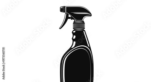 A sleek black trigger spray bottle, perfect for various cleaning solutions or gardening needs, depicted in a minimalist graphic style.