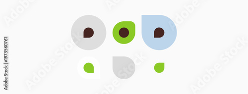 Abstract face illustration. Circles represent eyes, nose, mouth. Simple design, muted colors, clean aesthetic. Minimalist graphic element.