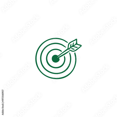 A green target icon with an arrow hitting the bullseye on a white background