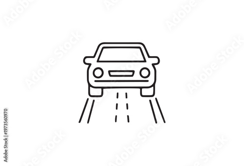 Modern car, vehicle icon, road transport symbol, driving sign
