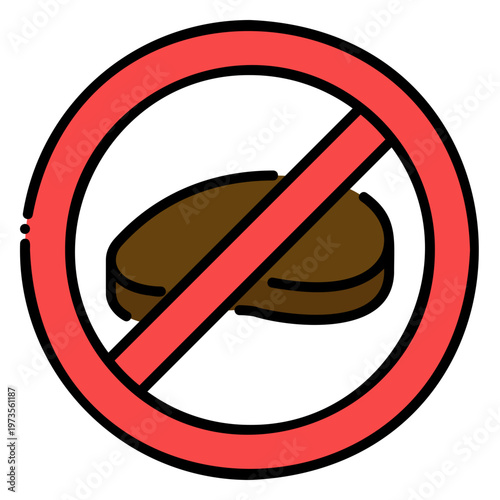 No Meat Sign: Symbol for Vegetarian and Vegan Lifestyle