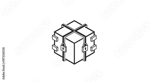 Electrical Junction Box Isometric Line Drawing.