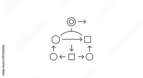 Flowchart diagram with arrows and symbols.