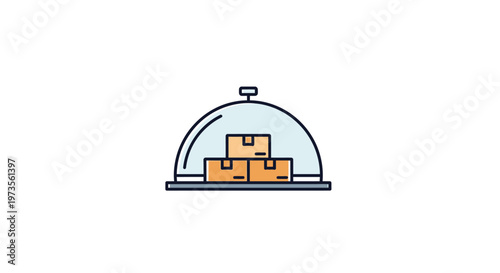 Food covered in glass dome serving dish.