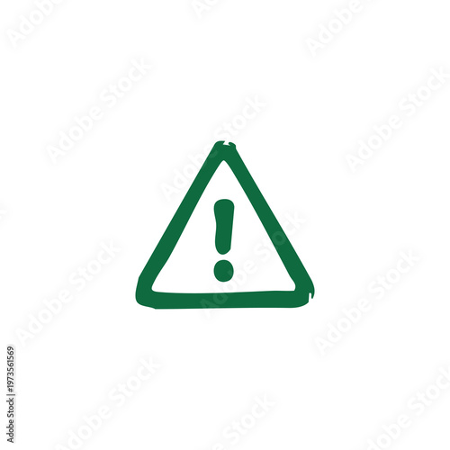 Green warning triangle symbol with exclamation mark