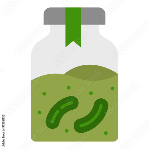 Pickles in Jar Flat Vector Icon Illustration