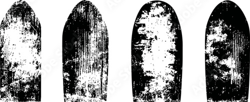 grunge black and white textured arches with distressed vintage isolated shapes