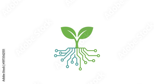 Green plant with circuit roots growing.