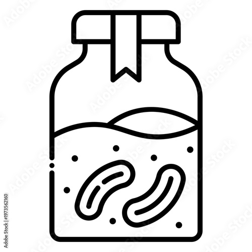 Pickled Cucumbers in Glass Jar Outline Icon