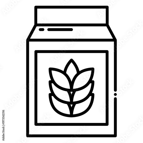 Cereal Box Icon: Healthy Breakfast Food Symbol