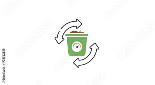 Green recycling bin with clock.