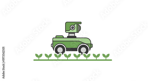 Green robotic lawn mower vehicle.
