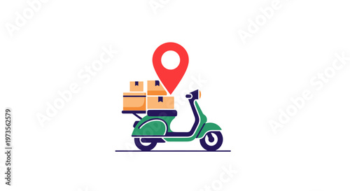 Green scooter with delivery packages.