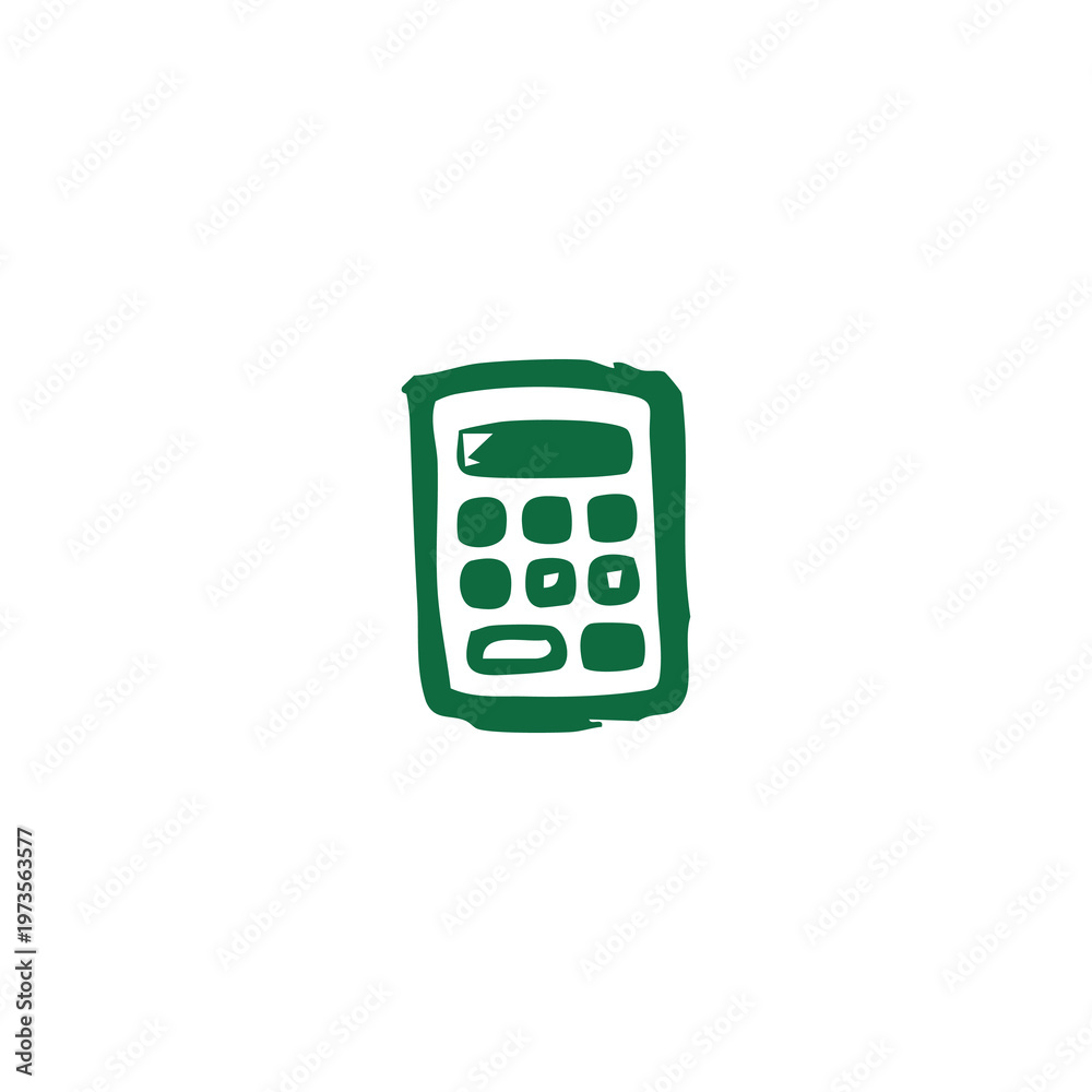 Obraz premium A simple green sketch of a calculator with a display and buttons