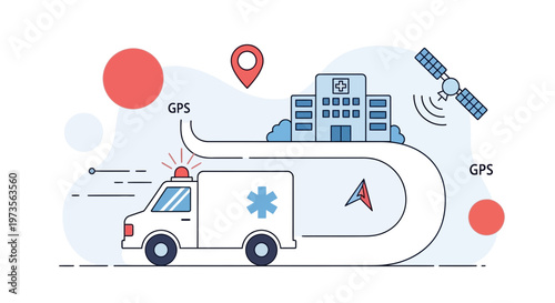 Ambulance navigation to hospital using GPS and satellite technology