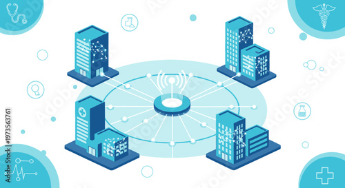 Connected Healthcare Network: Hospitals Linked by Digital Technology