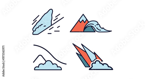 Snow Avalanche Line art vector creative abstract design
