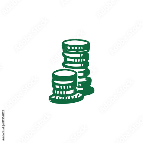 Green stacks of coins shown as a simplified graphic icon