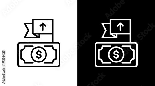 Cost Leadership White Icon Set Design