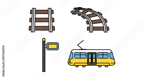 tram rail Line art vector set abstract creative illustration