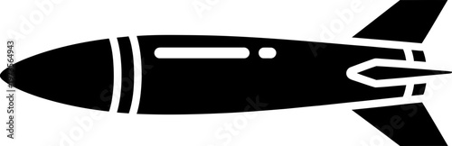 Black missile icon isolated on white background symbol of military weapon and rocket technology for defense and tactical combat operations