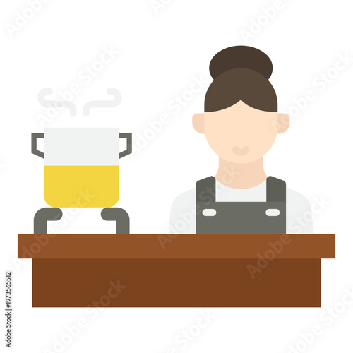 Woman Cooking Food in a Pot on Stove