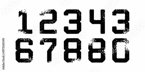 Grunge style numbers a collection of distressed digits zero through nine