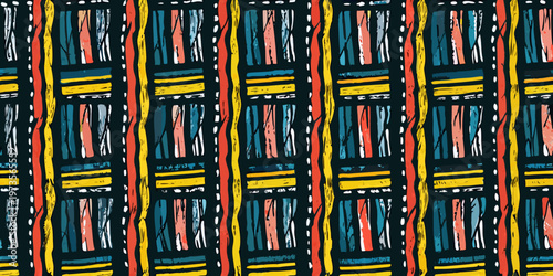 Colorful abstract pattern of vertical stripes with textured brushstrokes