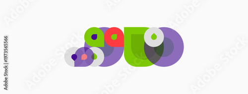 Abstract colorful circles overlap, creating playful composition. Shapes vary sizes, hues, suggesting dynamic energy.