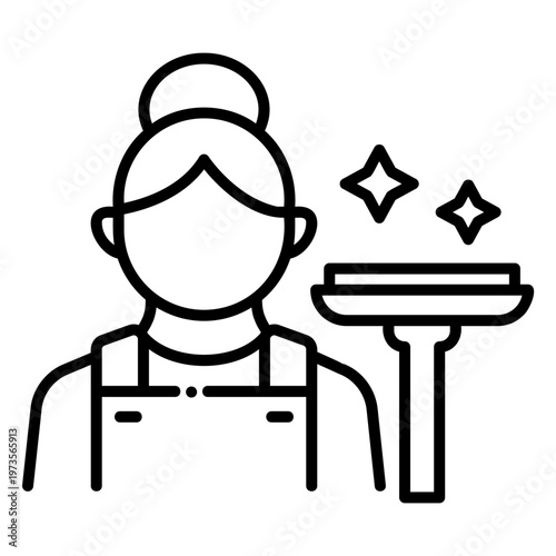 Cleaning Lady with Squeegee Icon