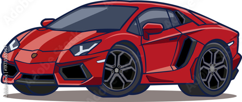 Modern Red Supercar Vector Illustration