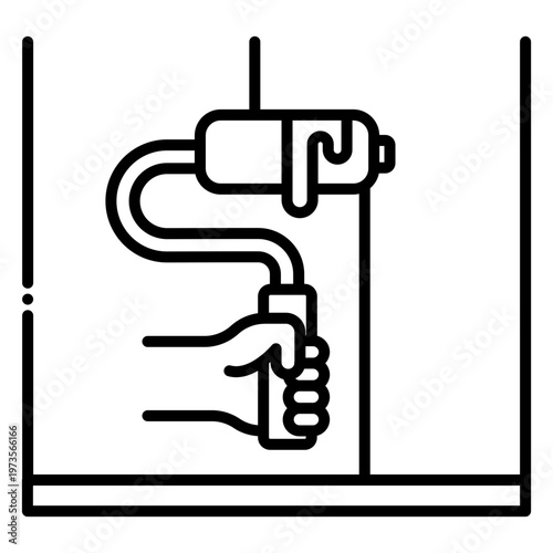 Painting Wall with Roller, Home Renovation Icon