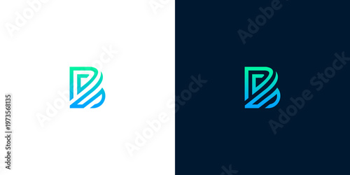 Dynamic and modern abstract initial letter B logo design, perfect for digital businesses, technology startups, or professional branding. Clean graphic representation with a vibrant gradient