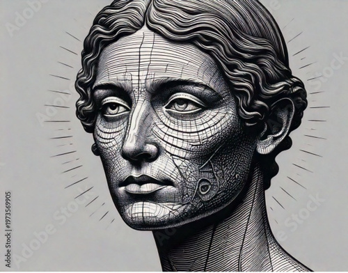 Ancient Roman marble bust of a woman with intricate details.