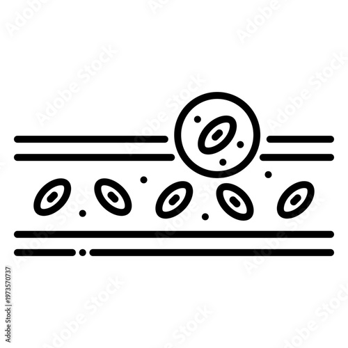 Blood Vessel with Red Blood Cells and Leukocyte Vector Illustration