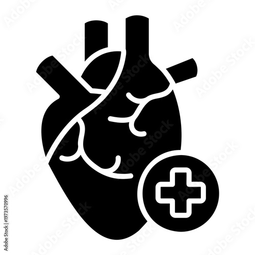 Heart Health Icon: Cardiovascular System and Medical Care