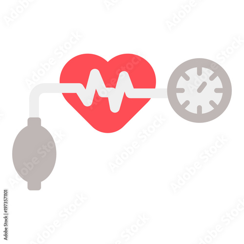 Blood Pressure Measurement with Heart and Sphygmomanometer Icon