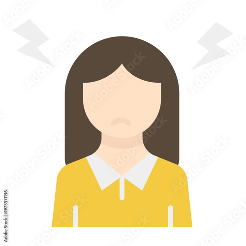 Angry Woman with Lightning Bolts, Cartoon Style