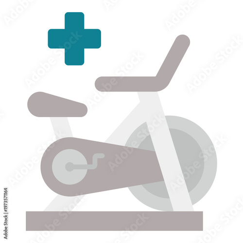 Exercise Bike with Medical Cross Symbol for Health and Fitness