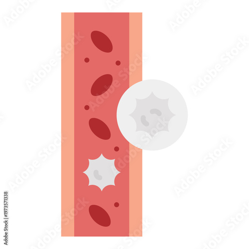 White Blood Cell in Blood Vessel Illustration