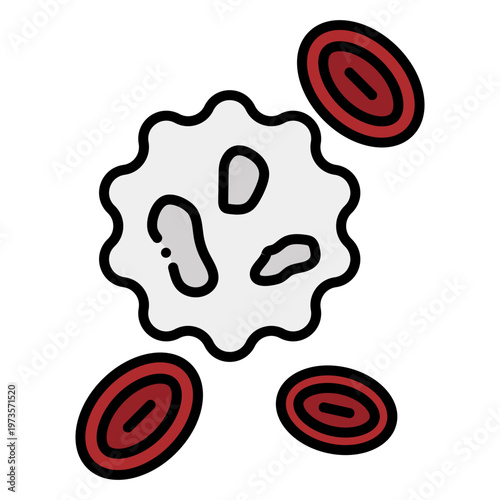 White Blood Cell Attacking Red Blood Cells Illustration