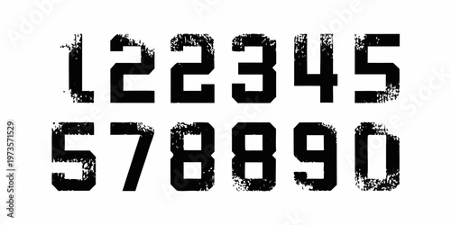 Grunge style numbers one through ten arranged in two rows
